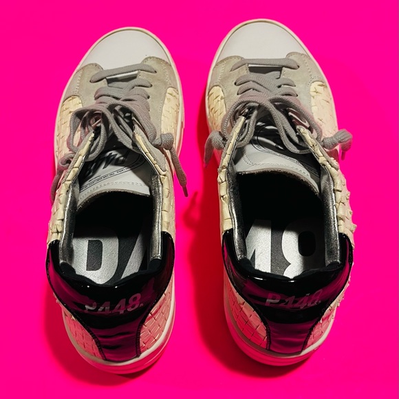 P448 Women’s Classic Thea Overload Low Top White Leather Sneakers Size 38 - Picture 2 of 9